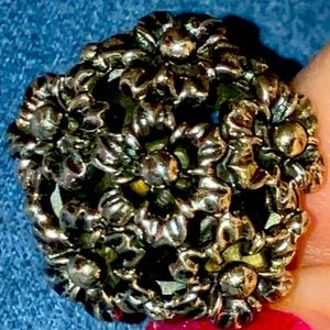 Unique vintage solid sterling dome of flowers ring.